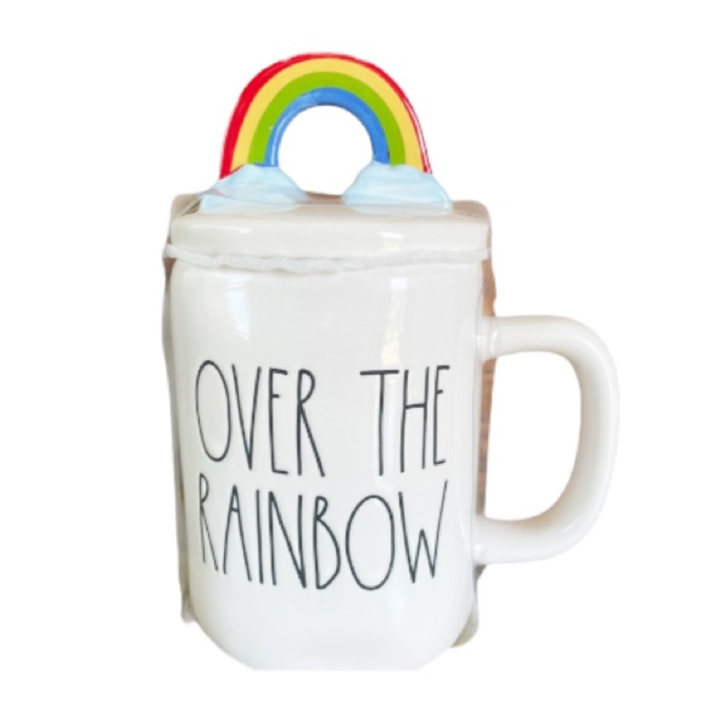 NEW Rae Dunn OVER THE RAINBOW 🌈 🌈 Mug w/Rainbow Top